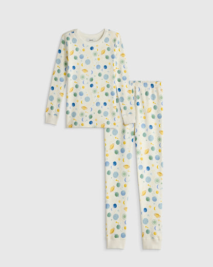 100% Organic Cotton Long Sleeve and Pant Pajama Set - 6 / Navy Stripe