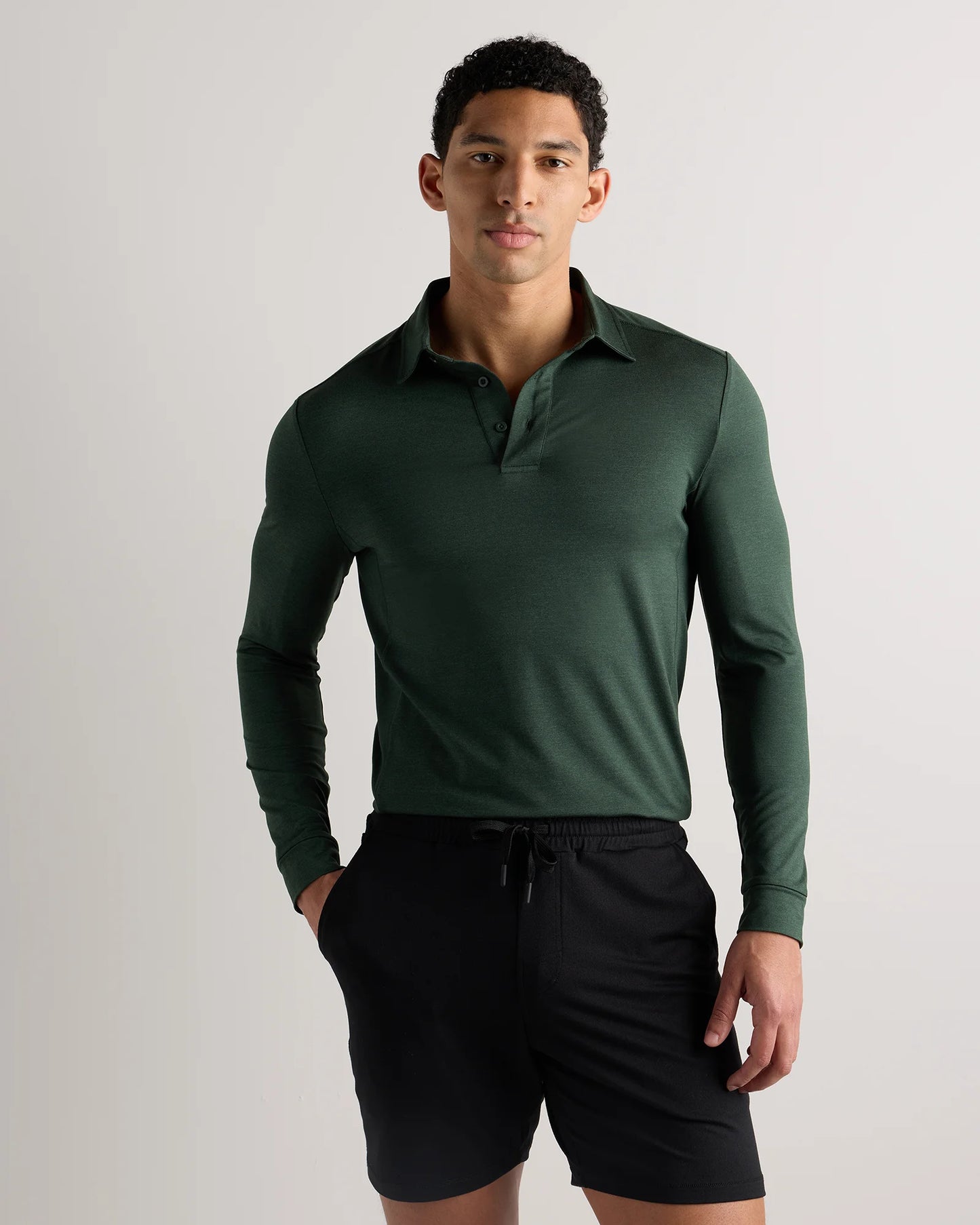 Flowknit Breeze Performance Long Sleeve Polo - XS / Heather Black