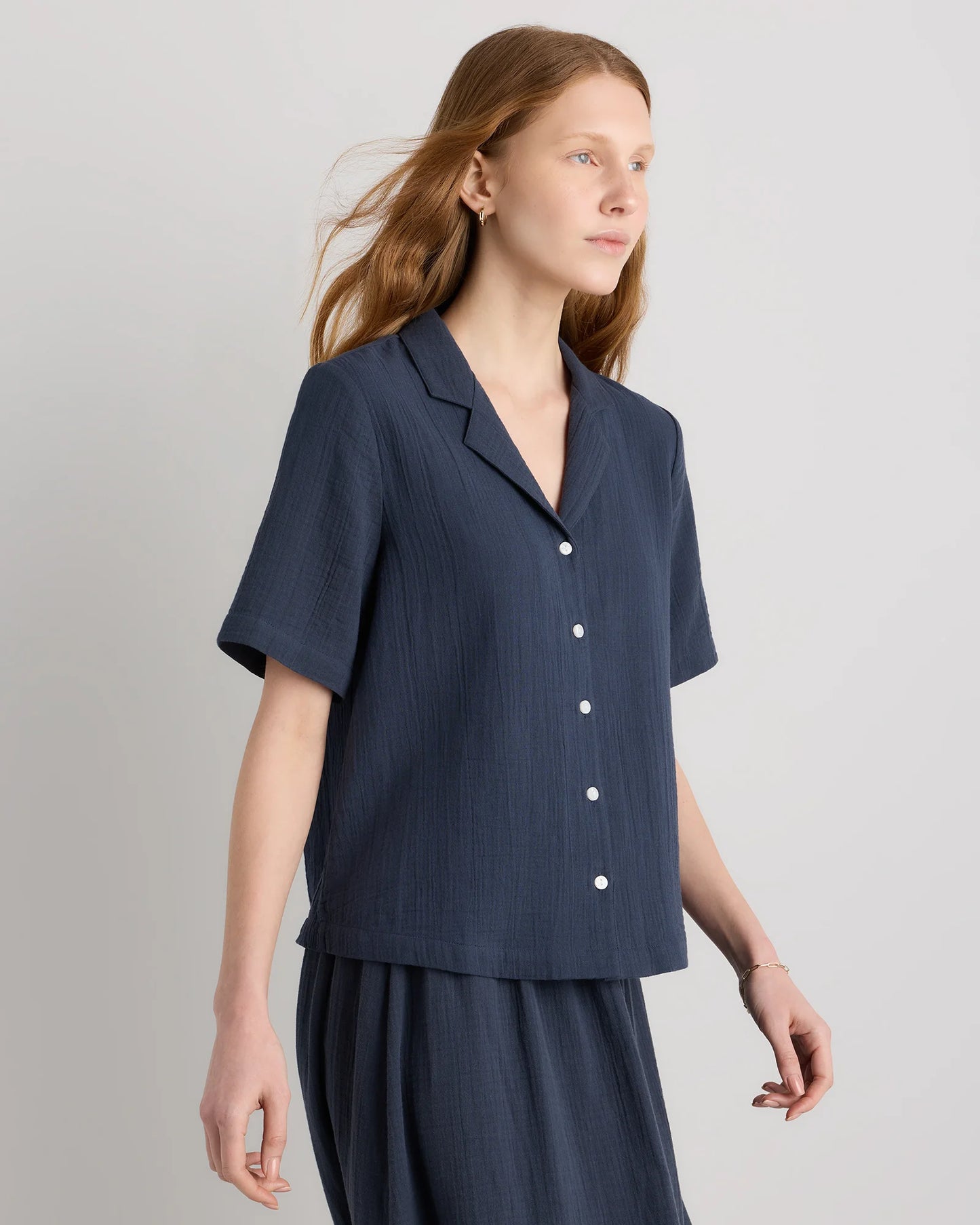 100% Organic Cotton Gauze Short Sleeve Shirt - XS / Amaranth Pink