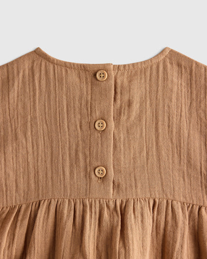 100% Organic Cotton Gauze Dress - 12-18M / Coral Blush