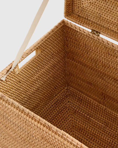 Handwoven Rattan Storage Chest - One Size / Natural
