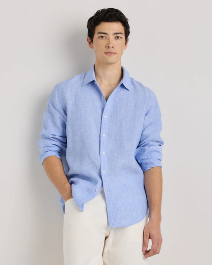 100% European Linen Relaxed Long Sleeve Shirt - XS / Flax