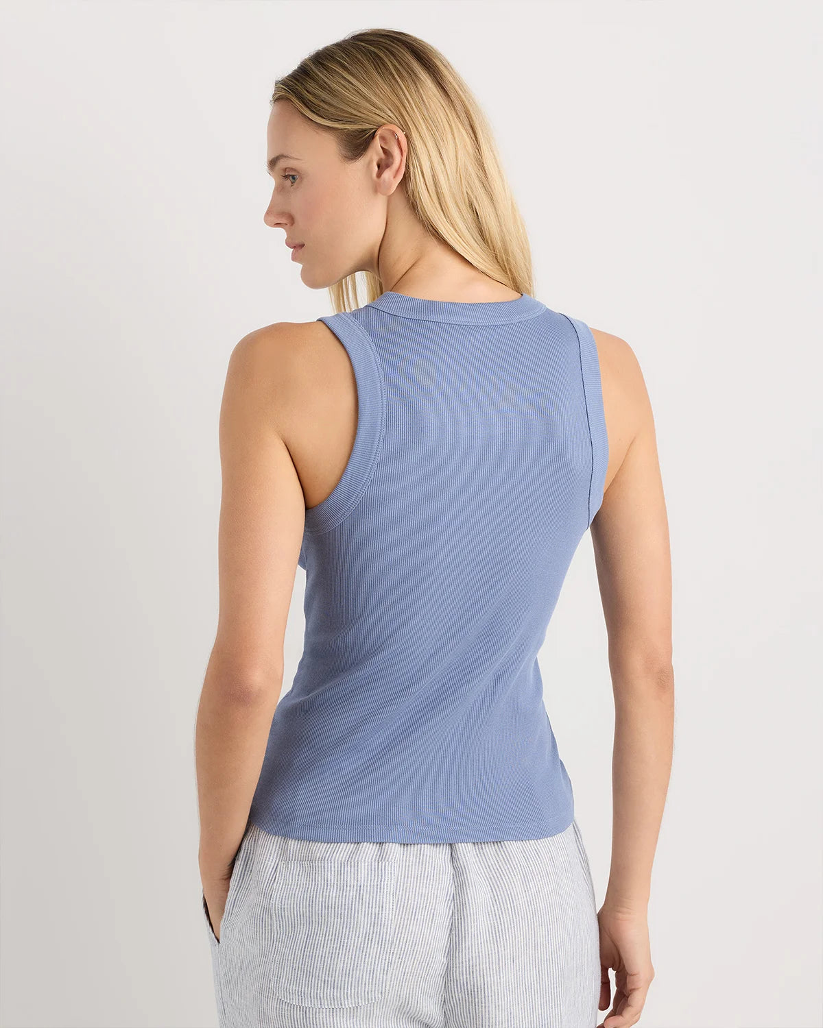 Organic Cotton Micro-Rib Cropped Cutaway Tank - XS / Heather Oatmeal