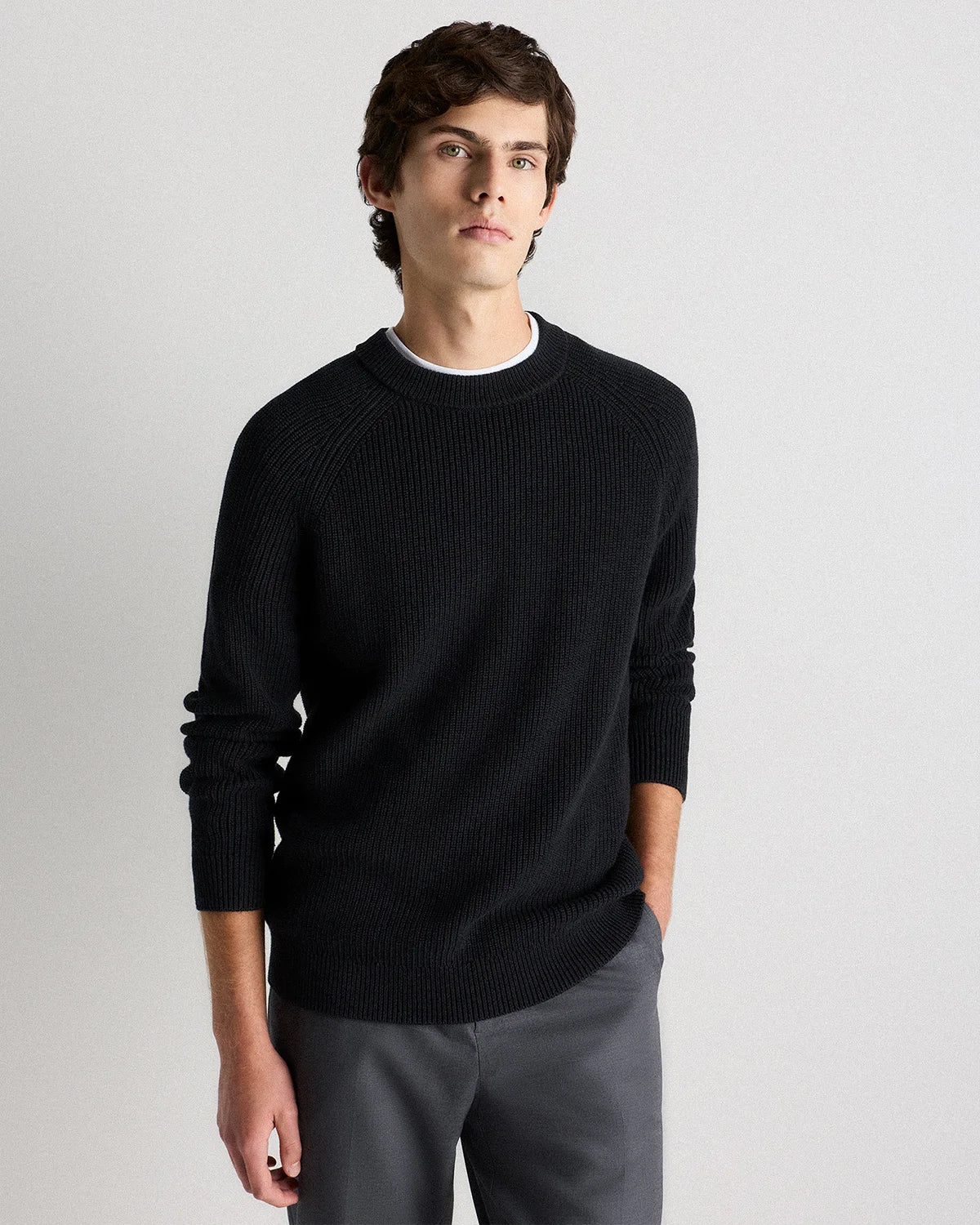 100% Organic Cotton Ribbed Crewneck Sweater - XS / Bahia Blue