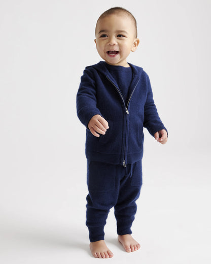 Washable Cashmere Full Zip Hoodie - 3-6M / True Navy