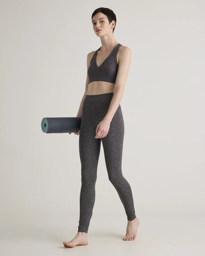 Ultra-Soft V-Neck Racerback Bra - XS / Heather Black