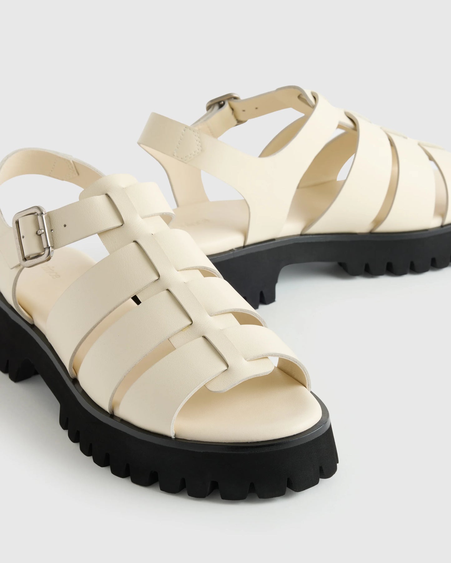 Italian Leather Lug Sole Fisherman Sandal - 5 / Cashew