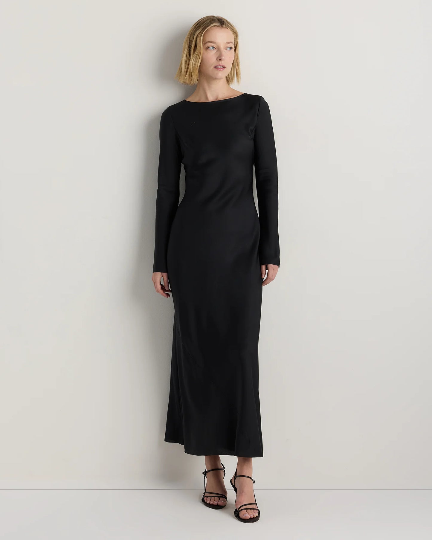 Washable Stretch Silk Long Sleeve Maxi Dress - XS / Wine Tasting Red