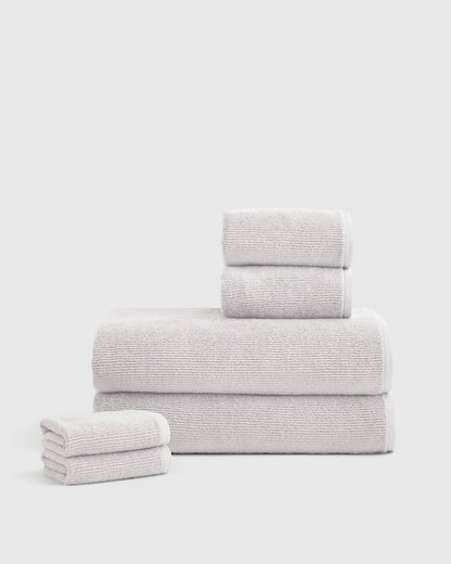 Turkish Ribbed Quick Dry Bath Sheet Bundle - One Size / Mineral
