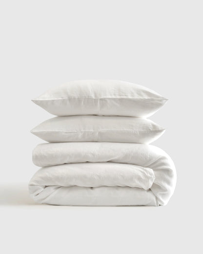 European Linen Duvet Cover Set - Twin / Peach