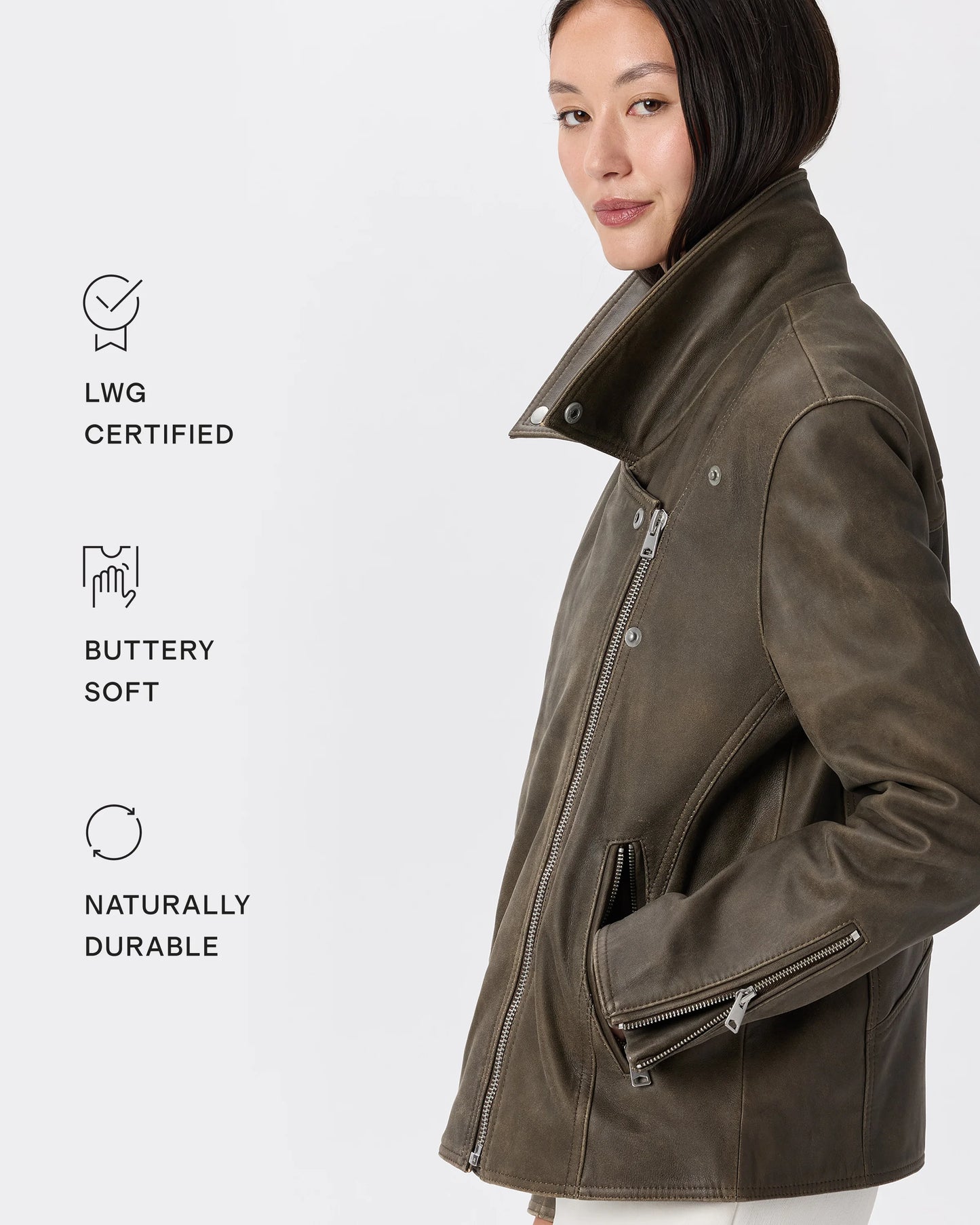 100% Leather Oversized Biker Jacket - XS / True Black