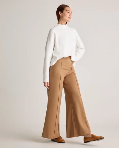 Ultra-Stretch Ponte Super Wide Leg Pants - XS / Black