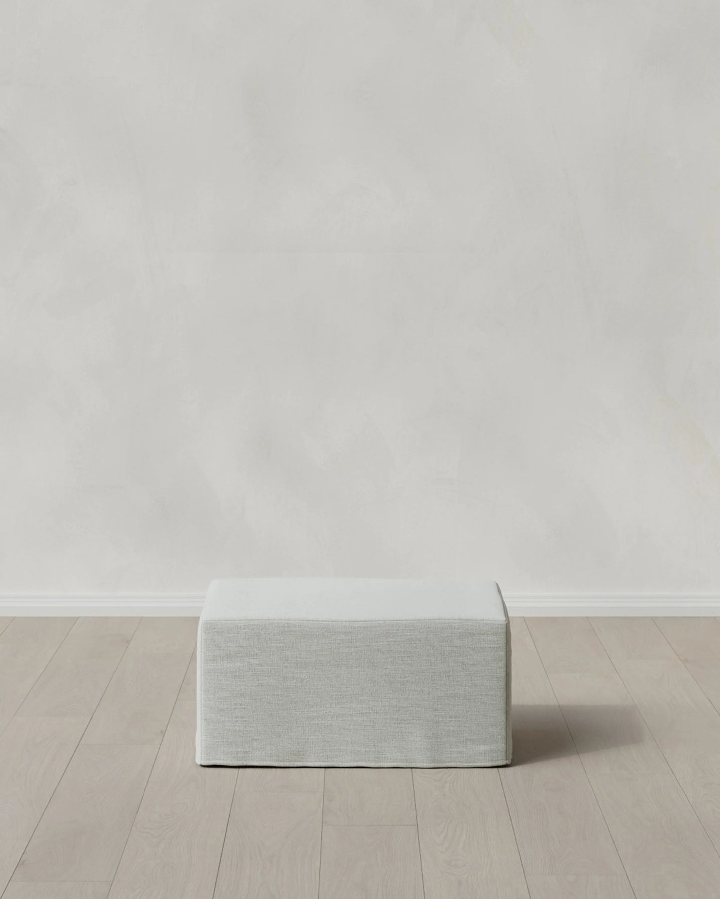 Ellery Slipcover Ottoman in Performance Linen - One Size / Sand