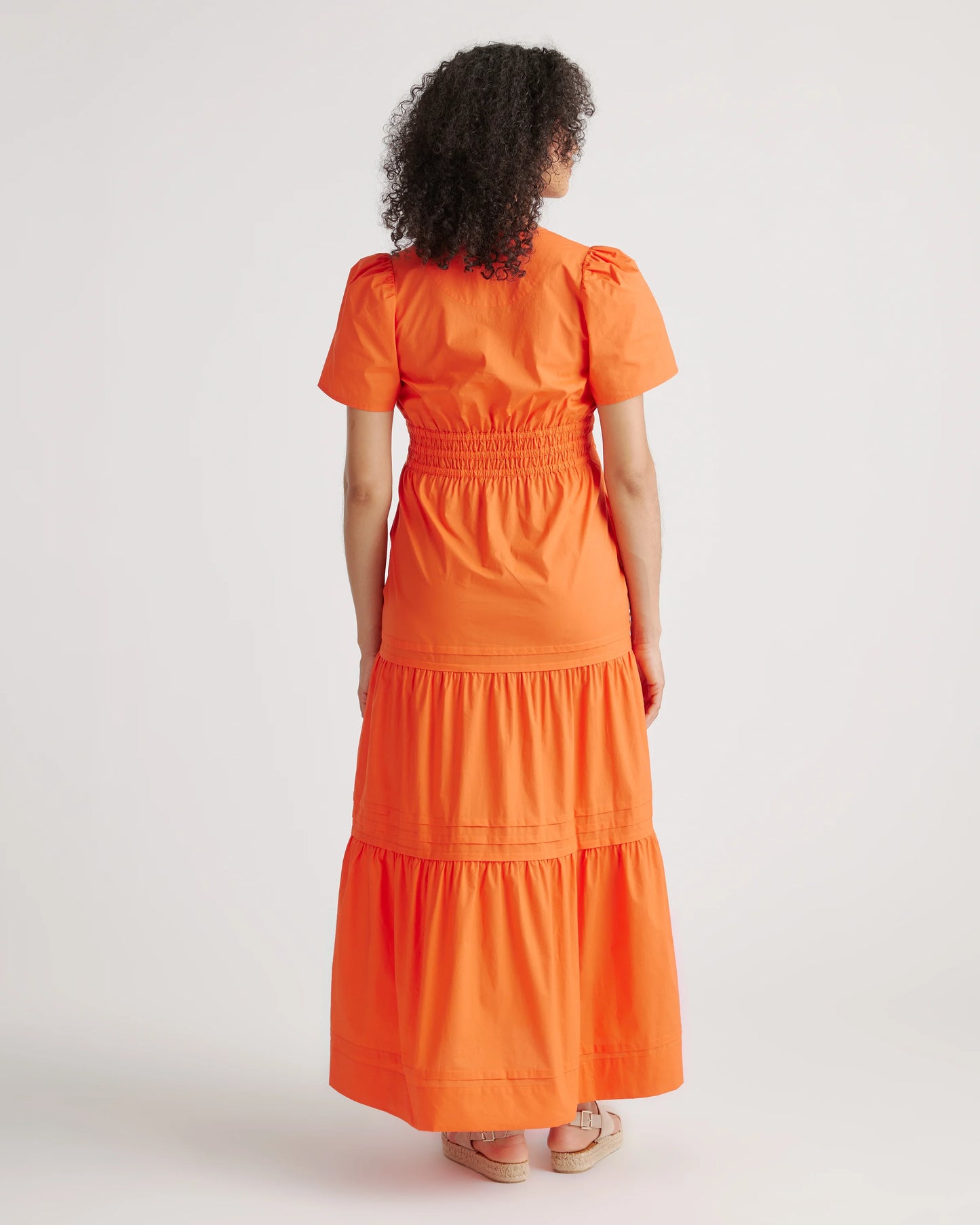 100% Organic Cotton Poplin Maternity Tiered Maxi Dress - XS / Riviera Blue Heirloom Floral
