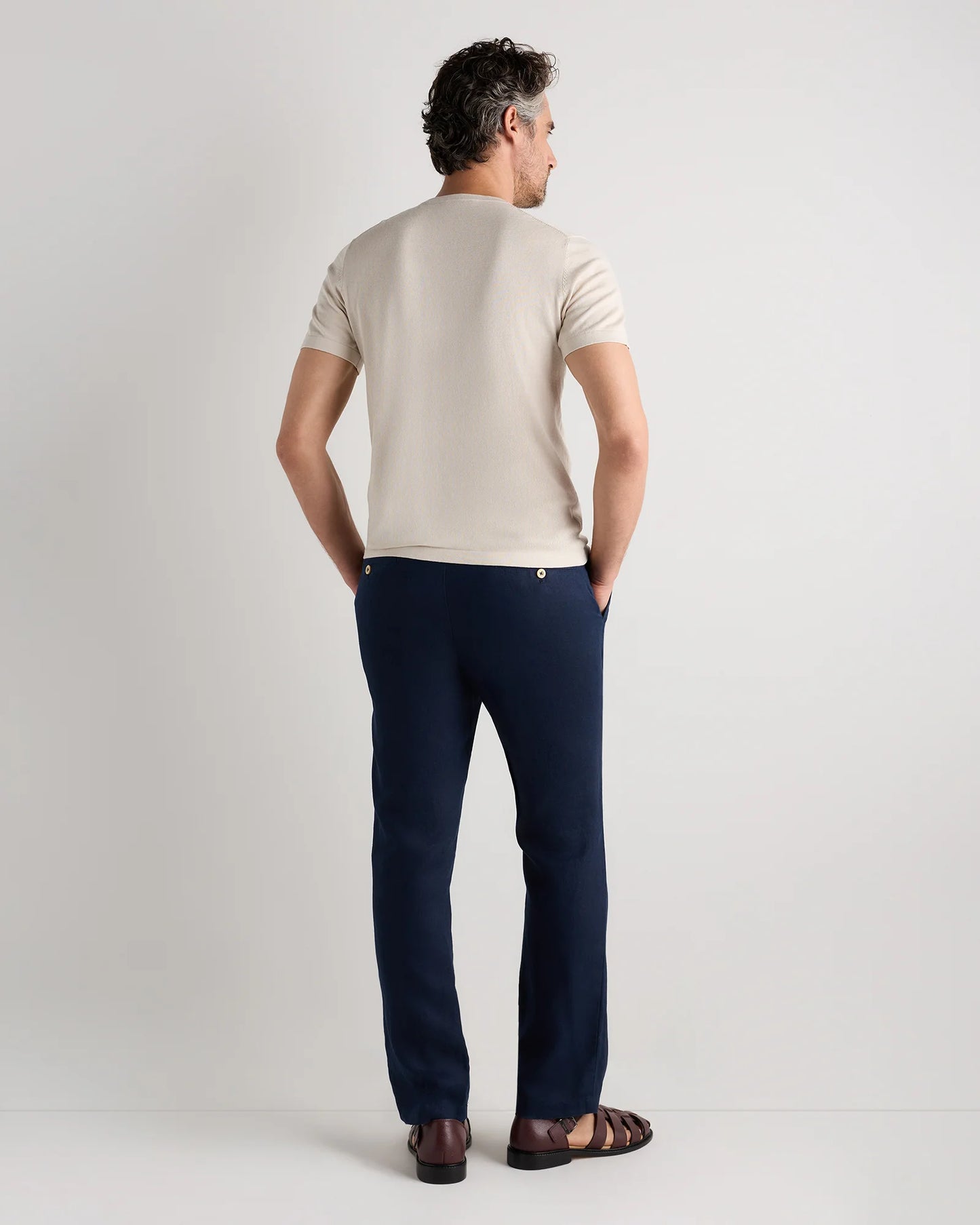 Cotton-Silk Short Sleeve Crewneck Sweater - S / Navy