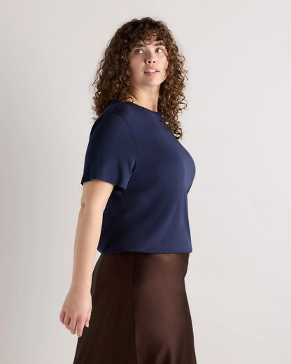 Cotton Modal Crew Neck Swing Tee - 1X / Navy