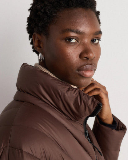 Responsible Down Belted Puffer Coat - XS / Hot Fudge