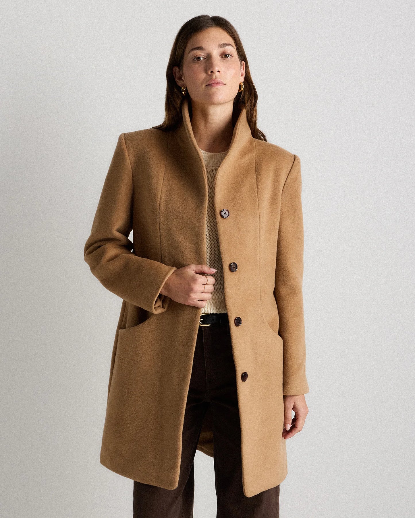 Wool Cashmere Cocoon Coat - XS / Dark Chocolate