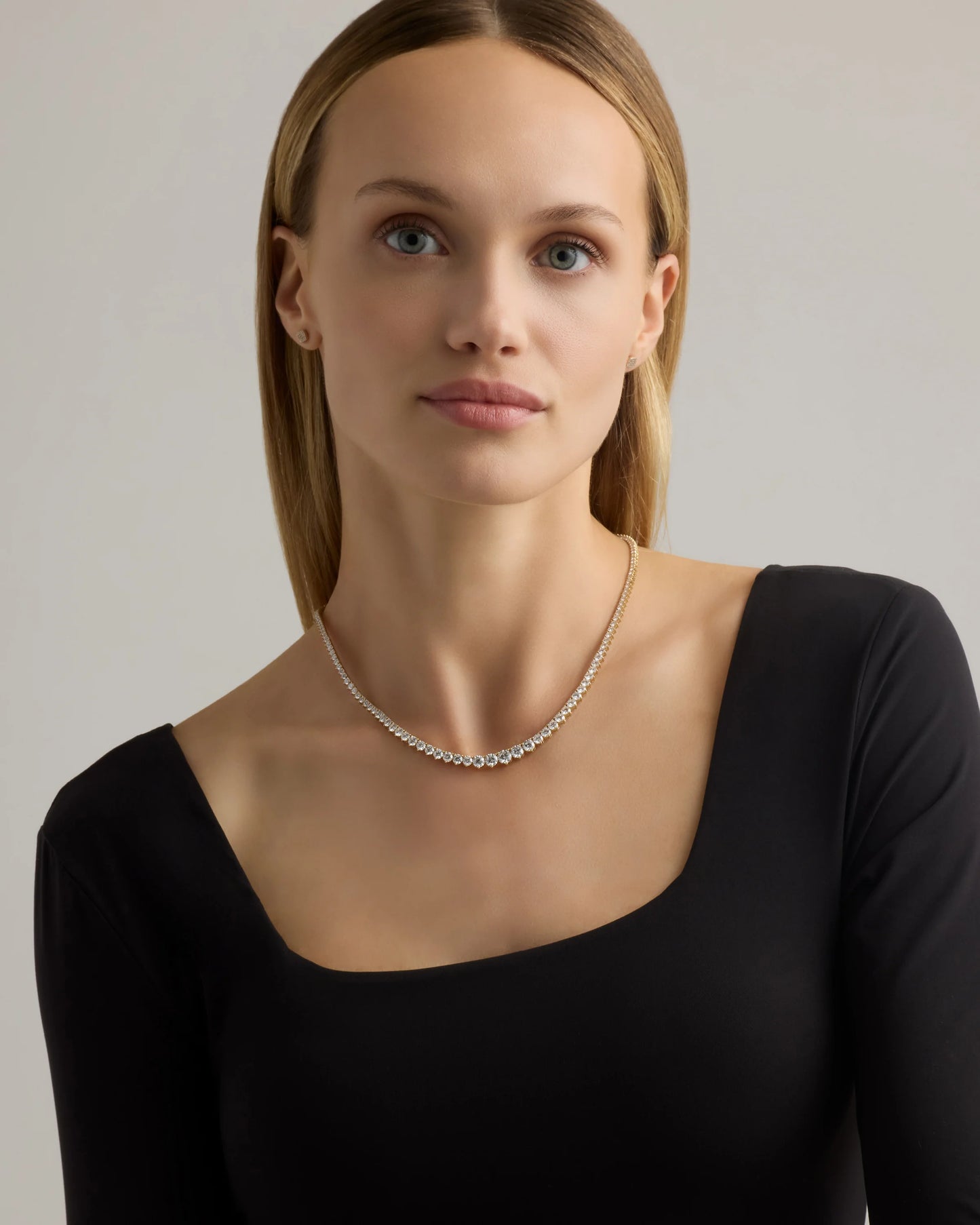 14K Gold Lab Grown Diamond Graduated Tennis Necklace - 16ctw - One Size / Yellow Gold