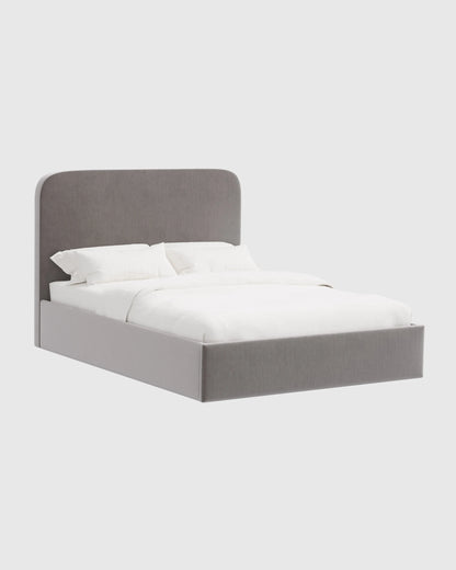 Curved Bed in Performance Velvet - Full / Walnut
