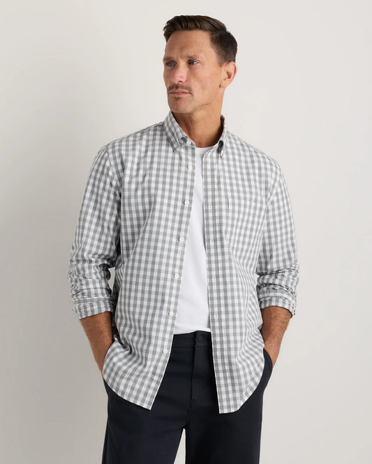 Organic Cotton Stretch Poplin Shirt - S / Grey Gingham