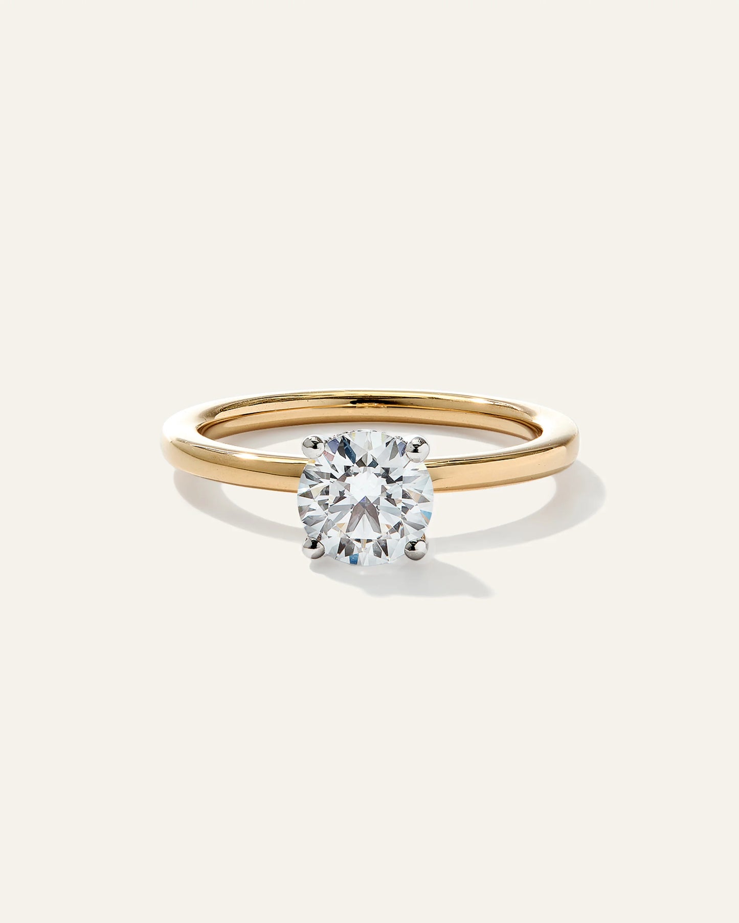 Lab Grown Diamond Round Petite Hidden Halo Engagement Ring - 1ct - 4 / Yellow Gold