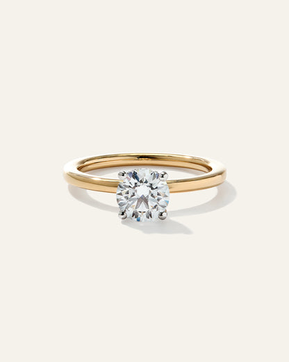 Lab Grown Diamond Round Petite Hidden Halo Engagement Ring - 1ct - 4 / Yellow Gold