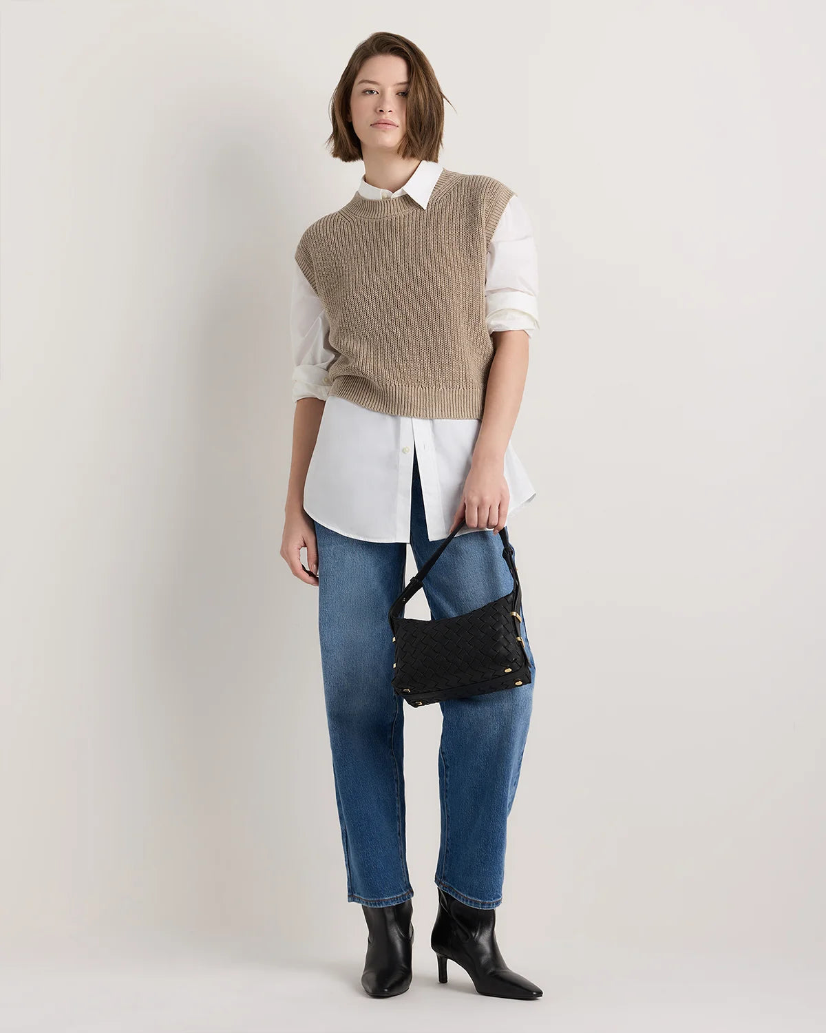 Italian Leather Handwoven Mini Bag - One Size / Black