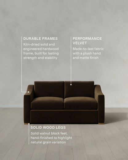 Hollis Slope Arm Sofa in Performance Velvet - 72" / Ivory