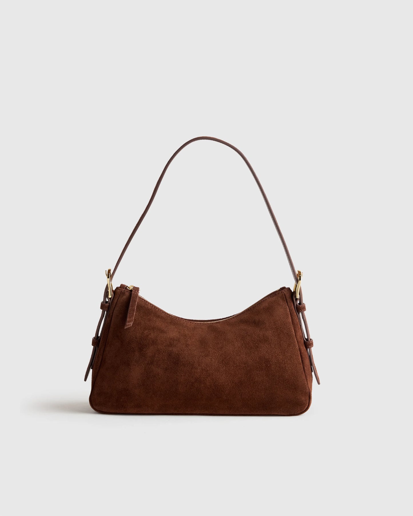Italian Suede Small Shoulder Bag - One Size / Chocolate Brown