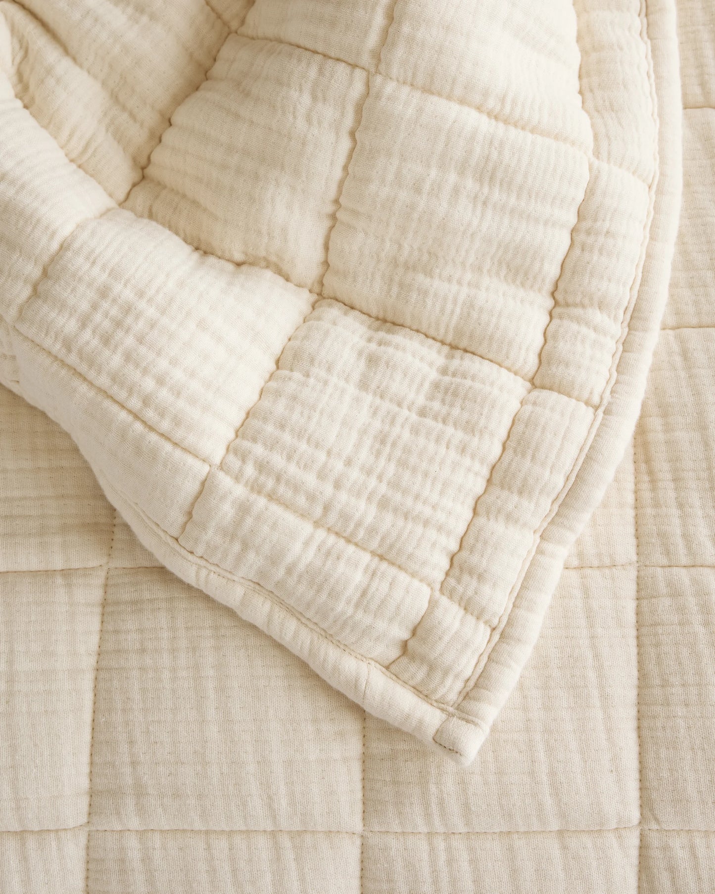 Organic Cotton Gauze Box Quilt - Twin / Mineral