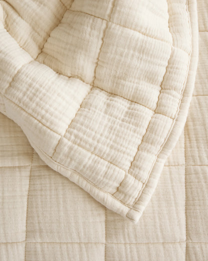 Organic Cotton Gauze Box Quilt Set - Twin / Mineral