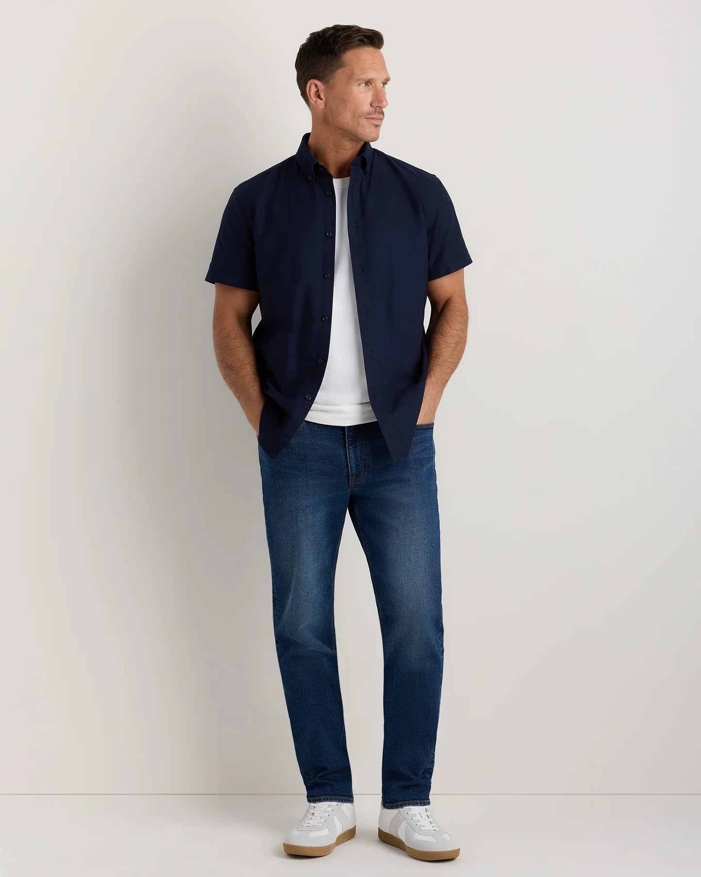 100% Organic Cotton Short Sleeve Oxford Shirt - S / Dark Coal