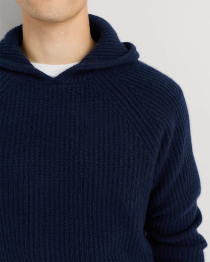 Mongolian Cashmere Fisherman Pullover Hoodie - S / Black