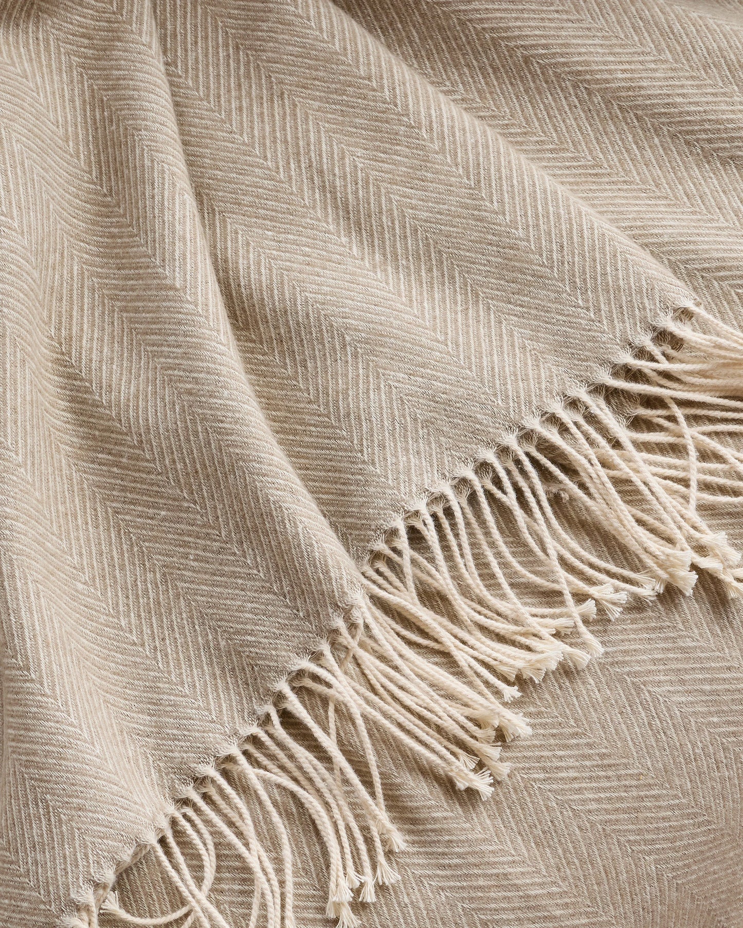 Lightweight Italian Cotton Herringbone Throw - One Size / Mushroom