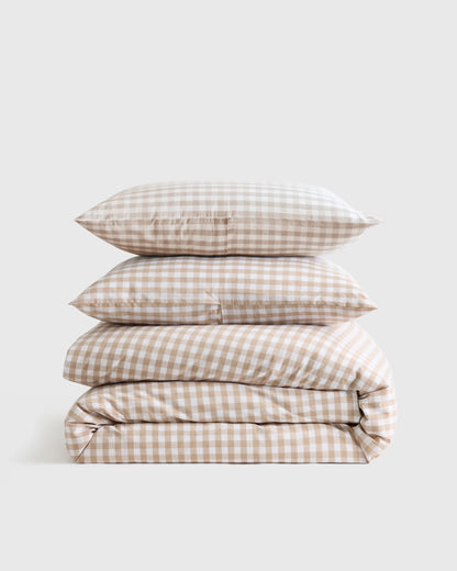 Organic Crisp Percale Duvet Cover Set - Twin / Espresso