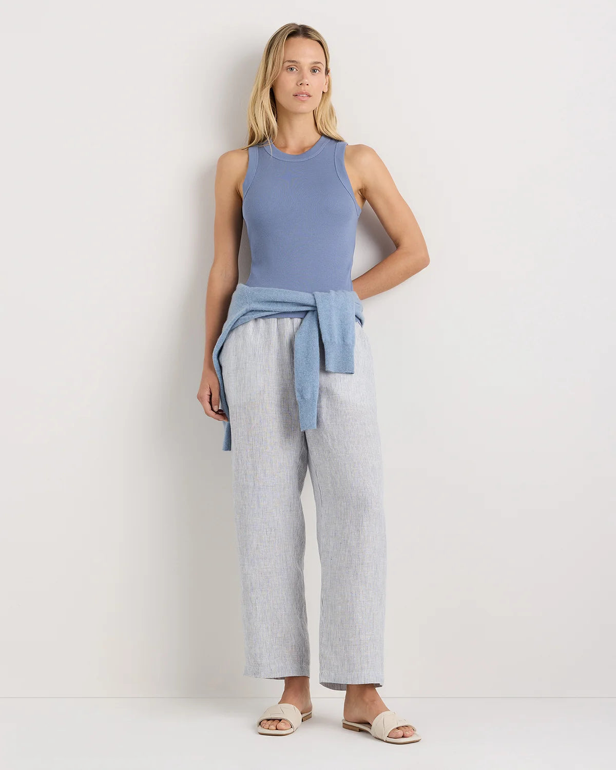 Organic Cotton Micro-Rib Cropped Cutaway Tank - XS / Heather Oatmeal
