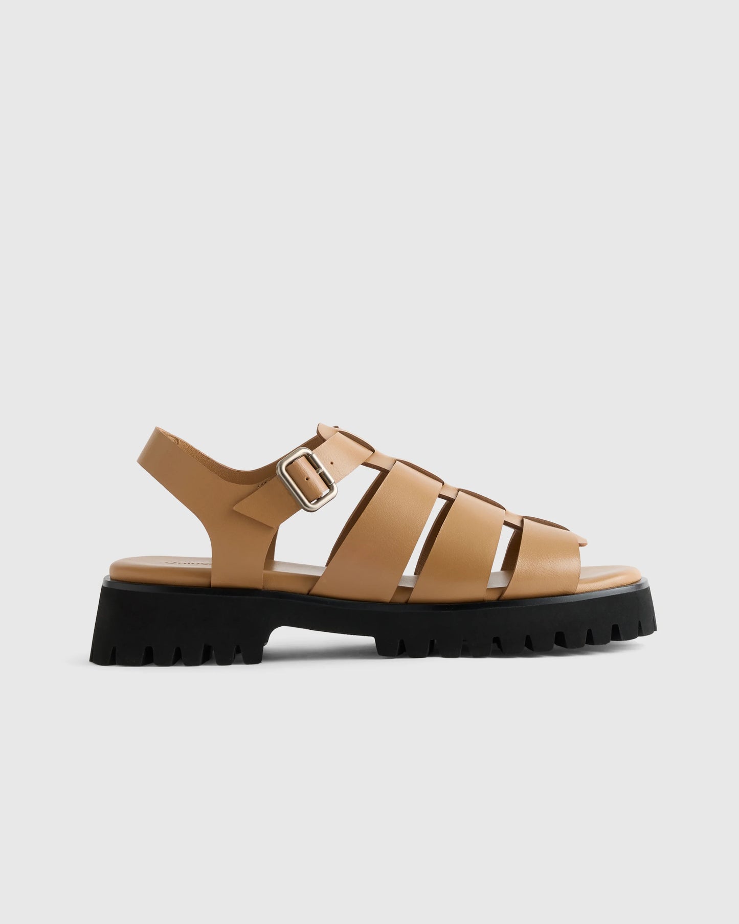 Italian Leather Lug Sole Fisherman Sandal - 5 / Cashew