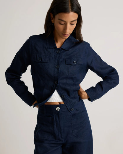 100% European Linen Jacket - XS / Flax