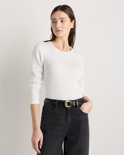 Organic Cotton Micro-Rib Long Sleeve Tee - XS / Moonstone Blue