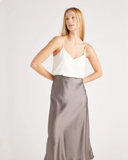 Washable Stretch Silk V-Neck Cami - XS / Ivory