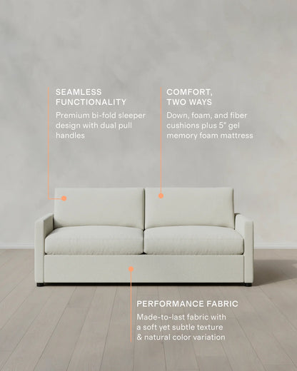 Brennan Sleeper Sofa in Performance Basketweave - Queen / Flax