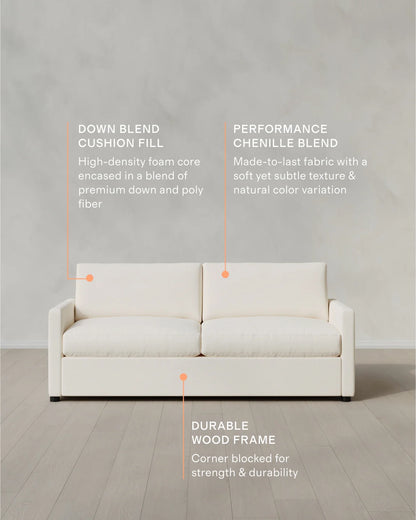 Brennan Sofa in Performance Chenille Linen Blend - 7ft / Snow
