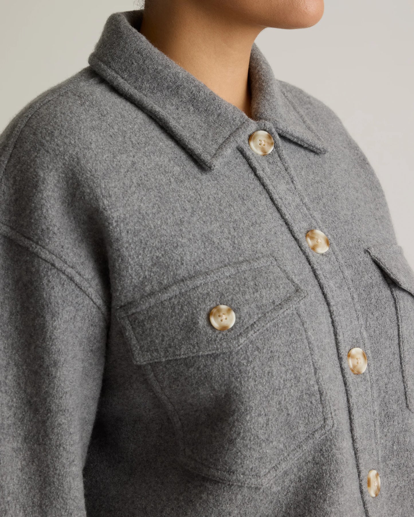 100% Merino Wool Cropped Shirt Jacket - XS / Mulled Wine