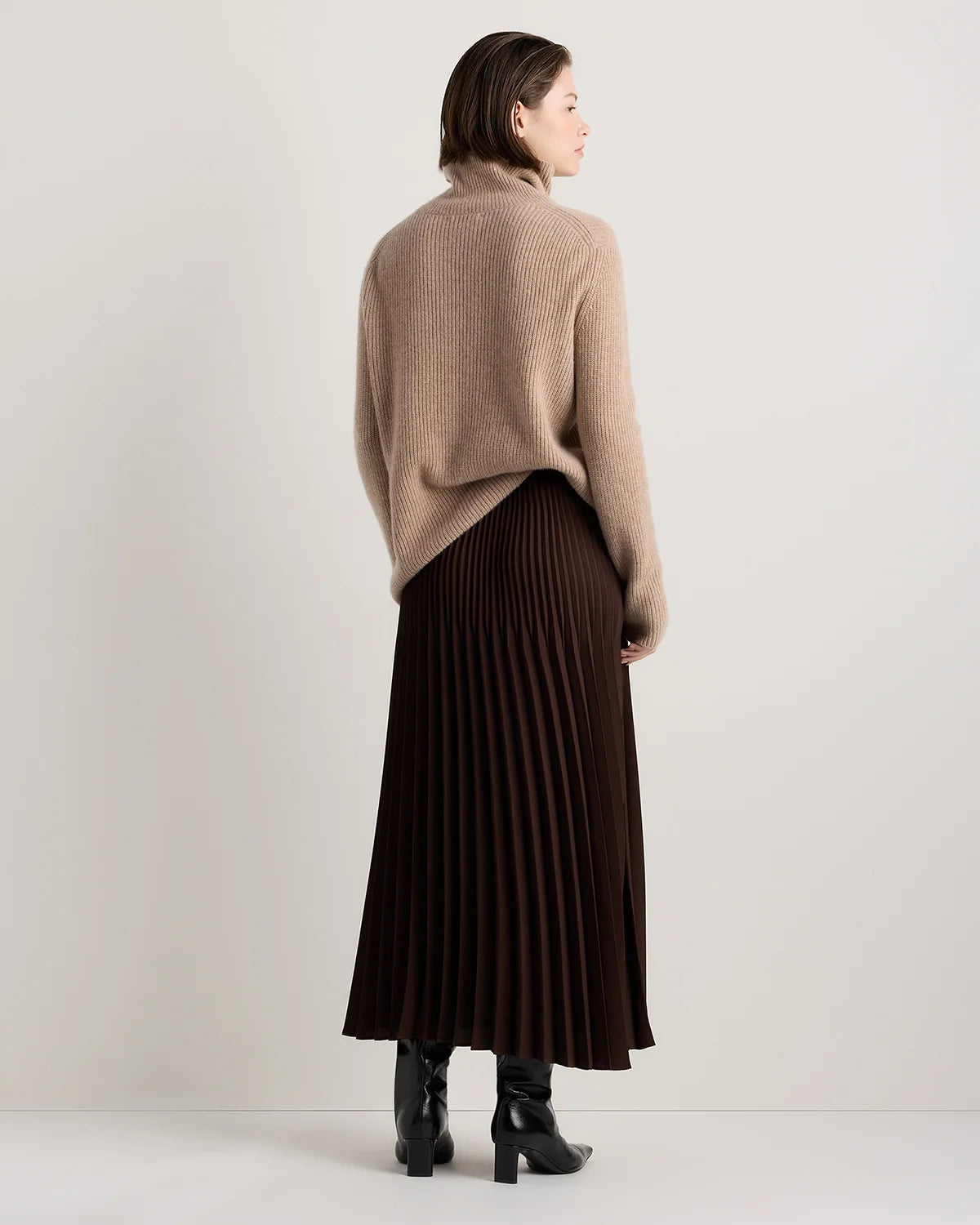 Pleated Matte Midi Skirt - XS / Coffee Bean Brown