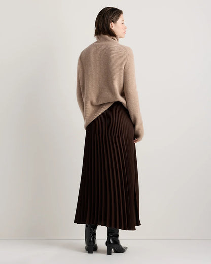 Pleated Matte Midi Skirt - XS / Coffee Bean Brown