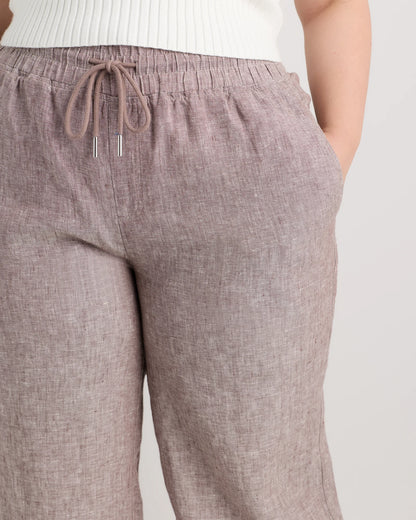 100% European Linen Wide Leg Pants - 1X / Black