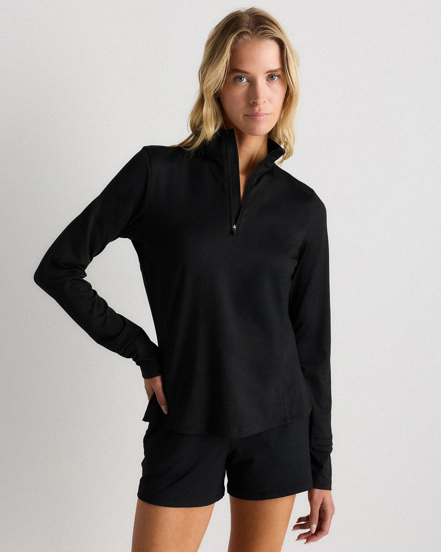 Flowknit Quarter-Zip Pullover - XS / Heather Deep Navy