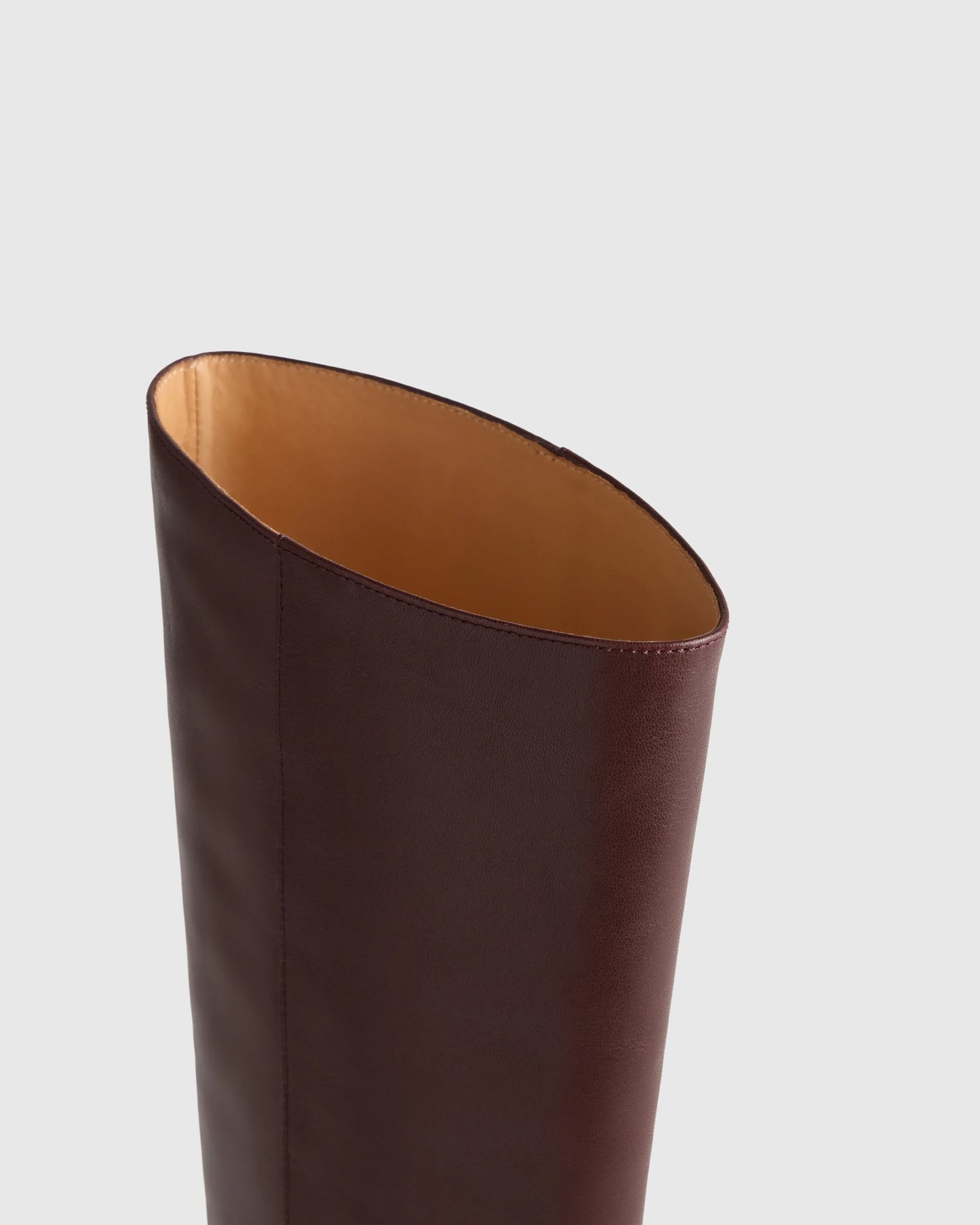 Italian Leather Tall Kitten Heel Boots - 5 / Espresso Brown