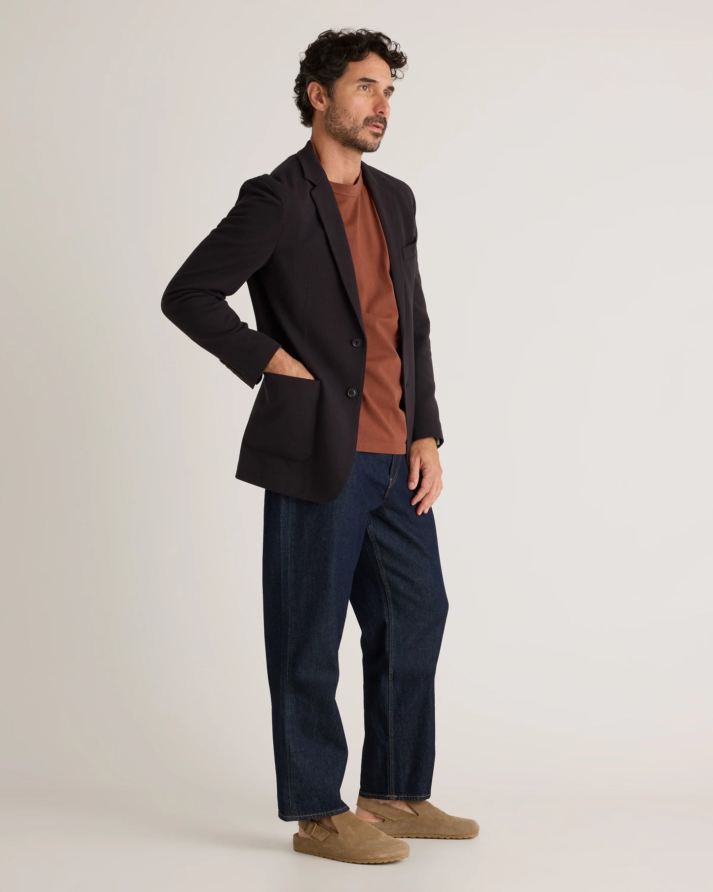 Cotton Pique Knit Blazer - XS / Heather Charcoal